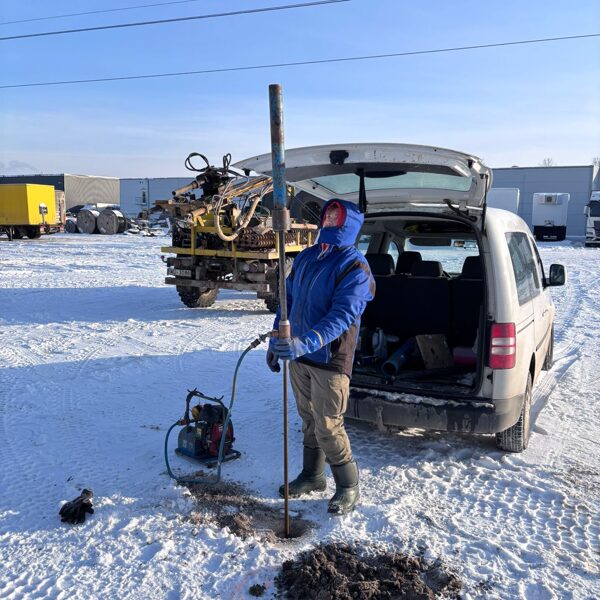 DPL izpētes metode, darbināma ar gaisa kompresoru